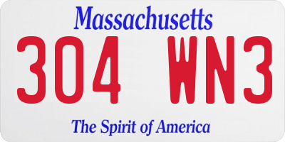 MA license plate 304WN3
