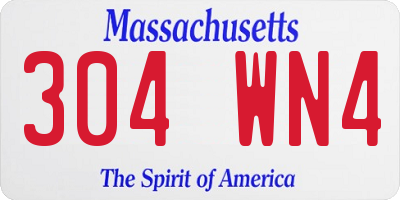MA license plate 304WN4