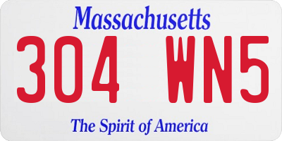 MA license plate 304WN5