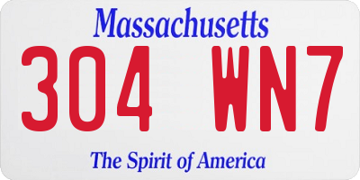 MA license plate 304WN7