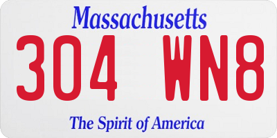 MA license plate 304WN8