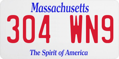 MA license plate 304WN9