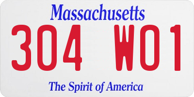 MA license plate 304WO1