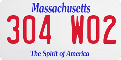 MA license plate 304WO2