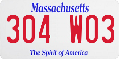 MA license plate 304WO3