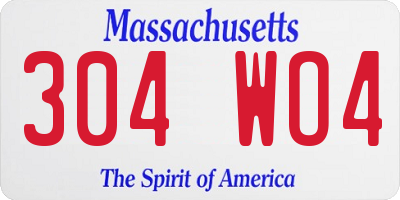 MA license plate 304WO4