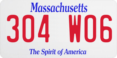 MA license plate 304WO6