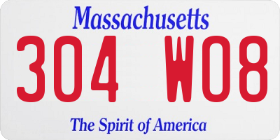 MA license plate 304WO8