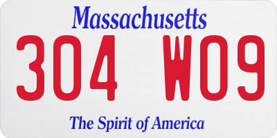 MA license plate 304WO9