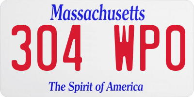 MA license plate 304WP0