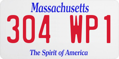 MA license plate 304WP1