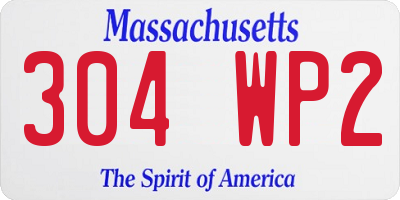 MA license plate 304WP2