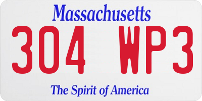 MA license plate 304WP3