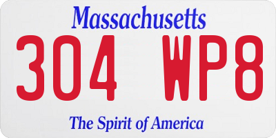 MA license plate 304WP8