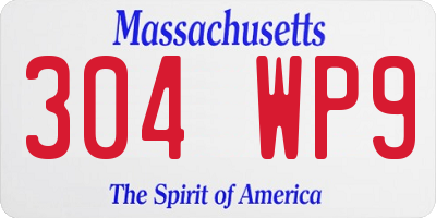 MA license plate 304WP9