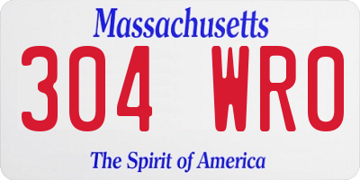 MA license plate 304WR0