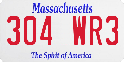 MA license plate 304WR3