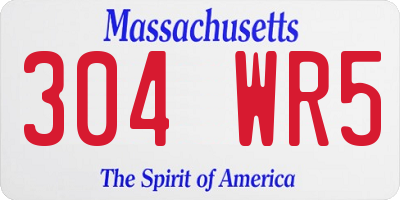 MA license plate 304WR5