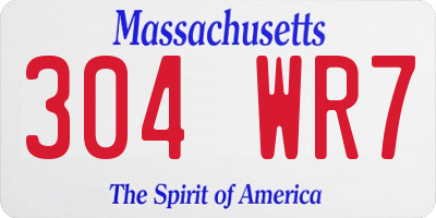MA license plate 304WR7