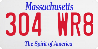 MA license plate 304WR8