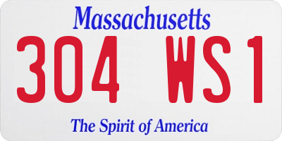 MA license plate 304WS1