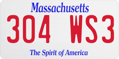 MA license plate 304WS3