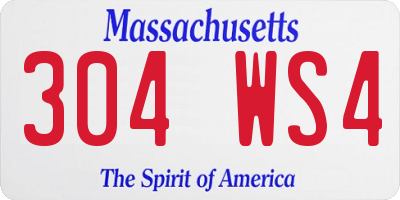 MA license plate 304WS4