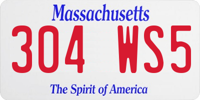 MA license plate 304WS5
