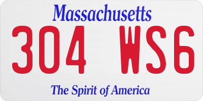 MA license plate 304WS6