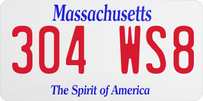 MA license plate 304WS8