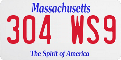 MA license plate 304WS9
