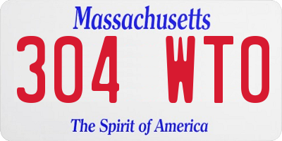 MA license plate 304WT0