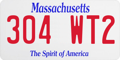 MA license plate 304WT2