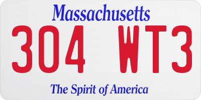 MA license plate 304WT3