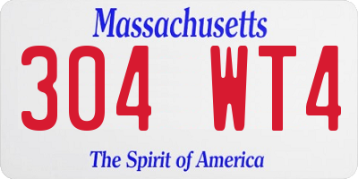 MA license plate 304WT4
