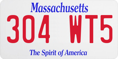 MA license plate 304WT5