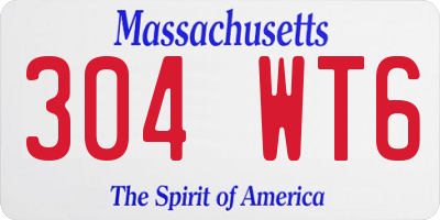 MA license plate 304WT6