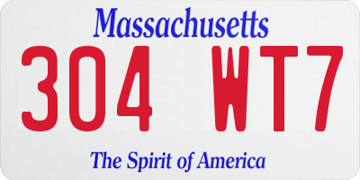 MA license plate 304WT7