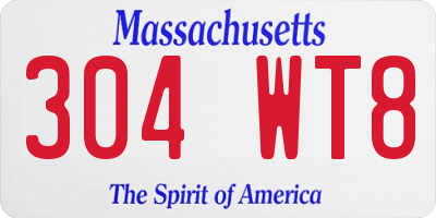 MA license plate 304WT8