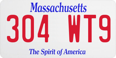 MA license plate 304WT9