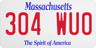 MA license plate 304WU0