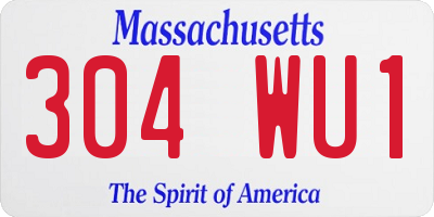MA license plate 304WU1