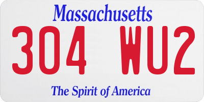 MA license plate 304WU2