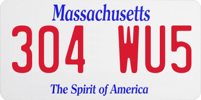 MA license plate 304WU5
