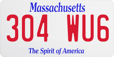 MA license plate 304WU6