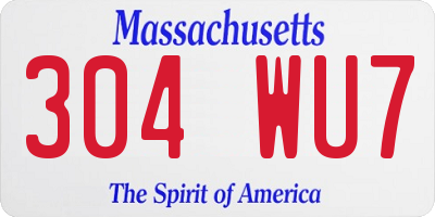 MA license plate 304WU7