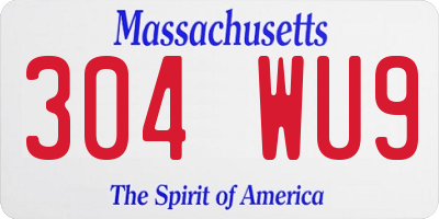 MA license plate 304WU9