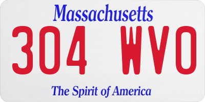 MA license plate 304WV0