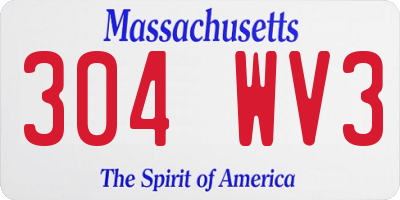 MA license plate 304WV3