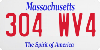 MA license plate 304WV4